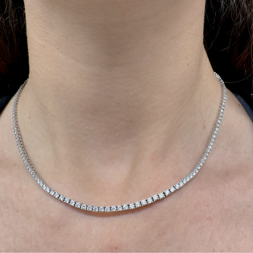 14 KT Gold and 3 CTW Natural Diamond Tennis Necklace